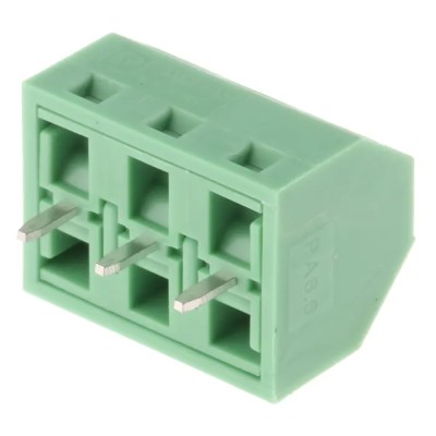 Phoenix Contact PCB Terminal Block 3 Contacts 5 mm Pitch 45° Angled Wave Soldering Mount SMKDSN 1.5/3-5.08 1869224