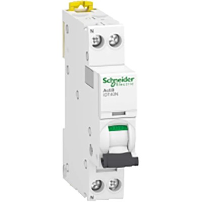 Schneider Electric Acti9 iDT40N Miniature Circuit Breaker 1-Pole 16A Type C 10 kA DIN Rail IP20 Toggle Switch A9P24616