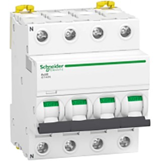 Schneider Electric Acti9 iDT40N Miniature Circuit Breaker 4-Pole 63A Type C 10kA DIN Rail IP20 Thermal Magnetic A9P24463