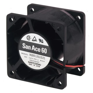 Sanyo Denki 9G Series Axial Fan , 12V DC, 110.4 m³/h, 18.5W, 1.54A, IP68, 60×60×38mm, Ball Bearing