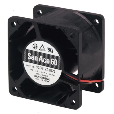Sanyo Denki 9G Series Axial Fan , 12V DC, 110.4 m³/h, 18.5W, 1.54A, IP68, 60×60×38mm, Ball Bearing