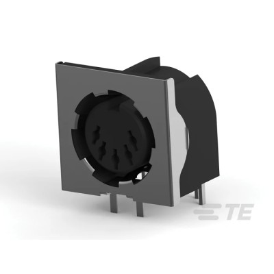 TE Connectivity 5 Pole Right Angle DIN Connector, Female, Through Hole, Shielded, 7.5A, 250V AC, Keyed, 5212044-1