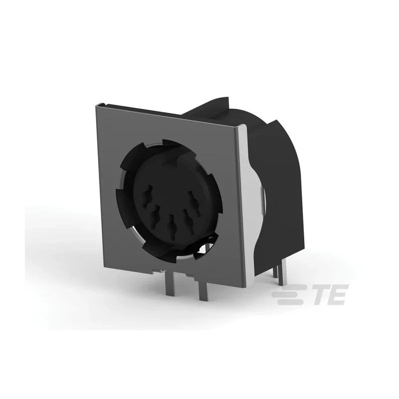 TE Connectivity 5 Pole Right Angle DIN Connector, Female, Through Hole, Shielded, 7.5A, 250V AC, Keyed, 5212044-1