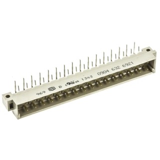 HARTING DIN 41612 Connector 32 Way 5.08 mm Pitch, Through Hole, C/2, Solder Class C2, 2 Row Male, Right Angle 09046326921
