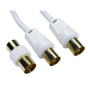 RS PRO TV Aerial Connector Series 20m RF Coaxial Cable 75Ω, Terminated, White, Solid Core, Male-Male Connectors, 192-4495