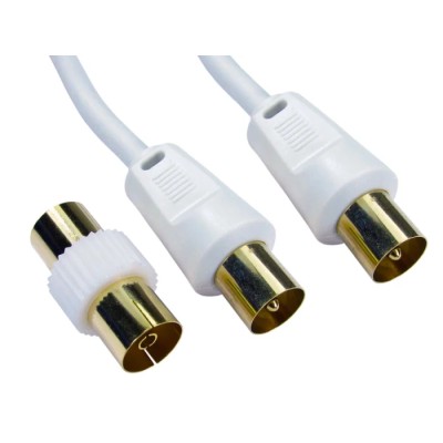 RS PRO TV Aerial Connector Series 20m RF Coaxial Cable 75Ω, Terminated, White, Solid Core, Male-Male Connectors, 192-4495