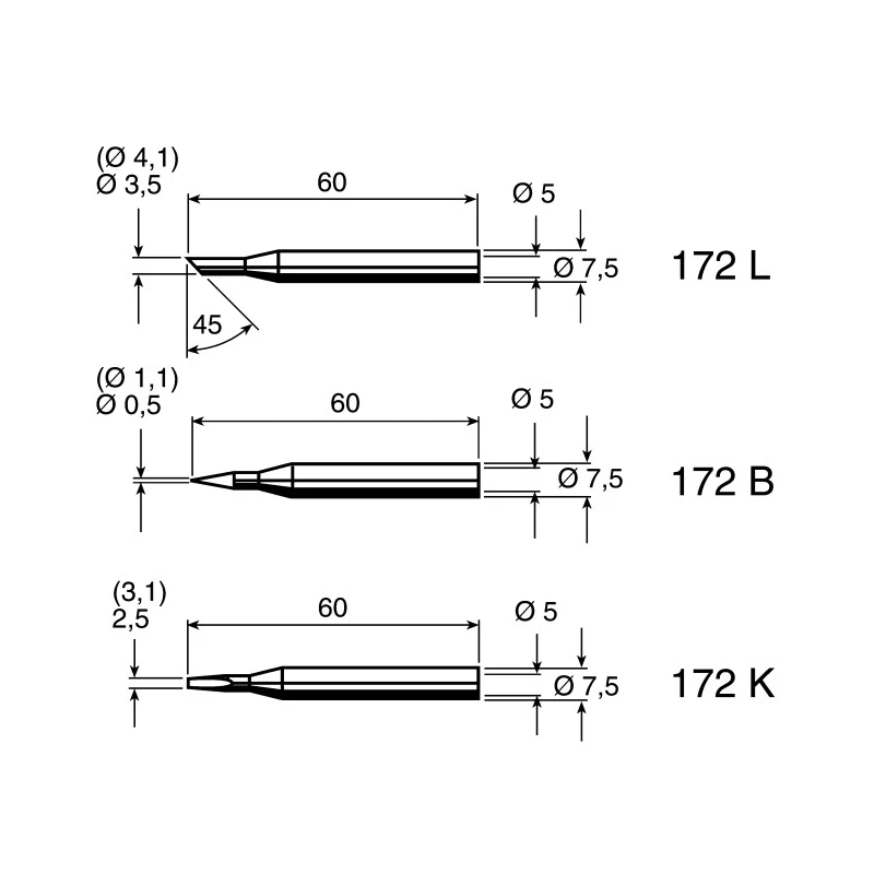 Ersa Soldering Iron Tip Hoof Shape 3.5 mm Width, 60 mm Length for Multitip C25 172LD/SB