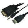 RS PRO HDMI to VGA Cable, Male to Male, 1.8 m, Black, Polyvinyl Chloride, 192-4518