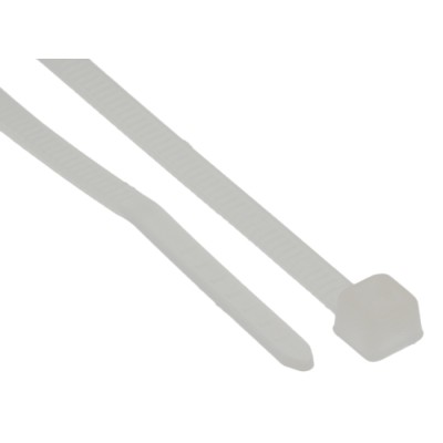 HellermannTyton Non-Releasable Cable Tie, 205 mm x 2.5 mm, Polyamide 66, Natural, T18L Series 111-02119 T18L-PA66-NA