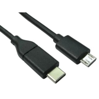 RS PRO IC Socket USB Cable, Male USB Type C to Male Micro USB Type B, USB 2.0, Black, 3m 192-4731