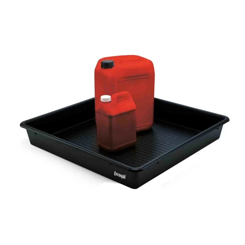 Ecospill Ltd Polyethylene Spill Tray for Industrial Storage, 64 L Capacity, 800 x 800 x 120 mm, Chemical-Resistant P3048080