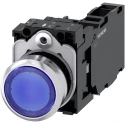 Siemens SIRIUS ACT Illuminated Push Button Switch, Plate Mount, Blue, 22 mm Cutout, SPST, IP66, IP67 3SU1152-0AB50-1FA0