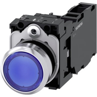 Siemens SIRIUS ACT Illuminated Push Button Switch, Plate Mount, Blue, 22 mm Cutout, SPST, IP66, IP67 3SU1152-0AB50-1FA0