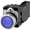 Siemens SIRIUS ACT Illuminated Push Button Switch, Plate Mount, Blue, 22 mm Cutout, SPST, IP66, IP67 3SU1152-0AB50-1FA0