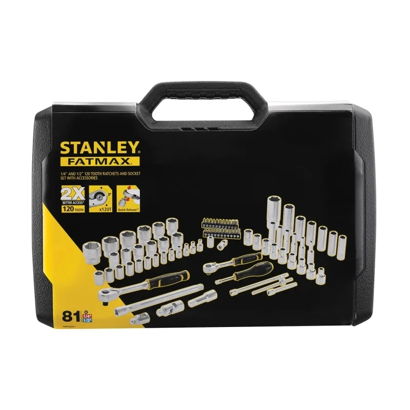 Stanley 81-Piece 1/2 in & 1/4 in Drive 6-Point Hex, Phillips, Pozidriv, Slotted, Torx Socket Set FMMT82826-1