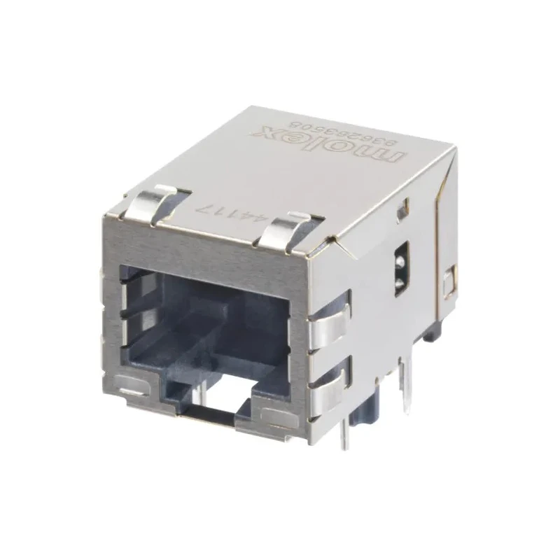 Molex Panel Mount Shielded RJ45 Connector Female, Right Angle, 2 Ports, 8 Way 