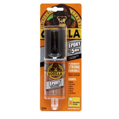 Gorilla Glue Europe Ltd Permanent Strong Liquid Epoxy Adhesive, Dual Cartridge, 25 ml, 5 Min Cure 6044000