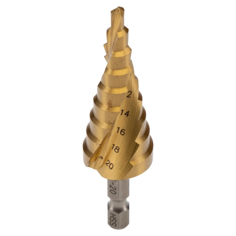 Makita High-Speed Steel Step Drill Bit, 4 to 20 mm, Hex Shank, Tin Coated D-40185