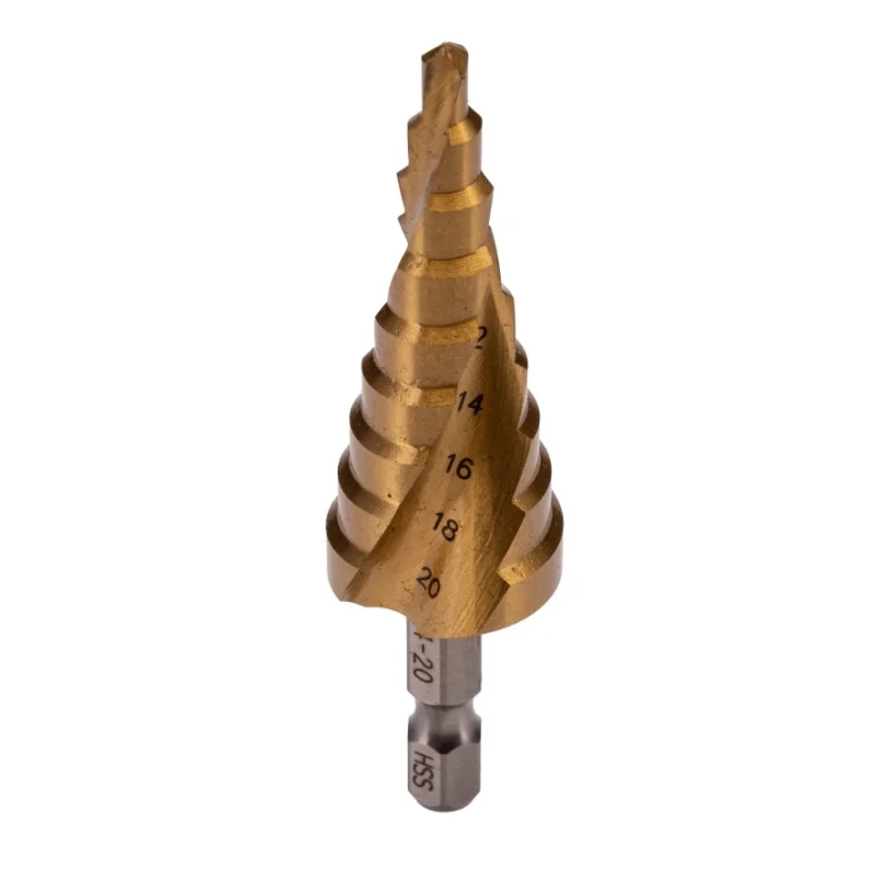 Makita High-Speed Steel Step Drill Bit, 4 to 20 mm, Hex Shank, Tin Coated D-40185