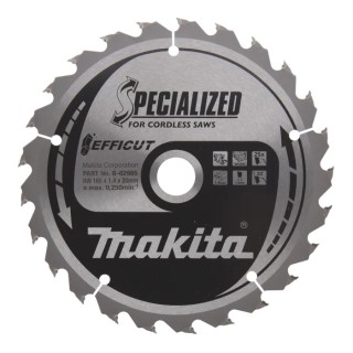 Makita Circular Saw Blade Wood Cutting, Tungsten Carbide, 165mm Diameter, 1mm Plate, 25 Teeth, 9250rpm, B-62985