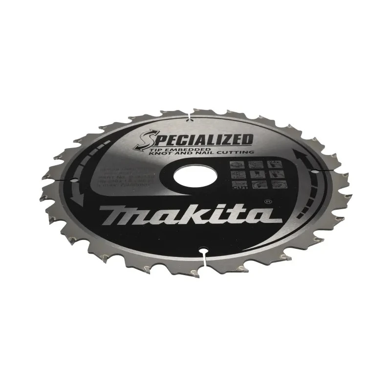 Makita Circular Saw Blade Tungsten Carbide 24 Teeth for Wood 210 mm Diameter 30 mm Arbor B-09438