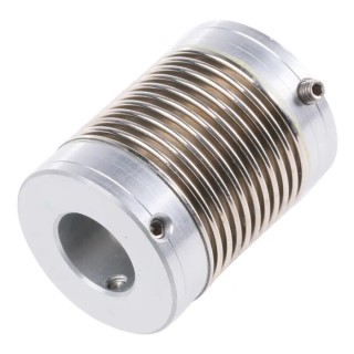 Huco Flexible Coupler 25 mm OD, 33 mm Length, 132 Ncm Torque, Aluminium, Electrodeposited Nickel Bellows 321.25.3535