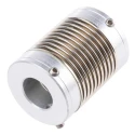 Huco Flexible Coupler 25 mm OD, 33 mm Length, 132 Ncm Torque, Aluminium, Electrodeposited Nickel Bellows 321.25.3535