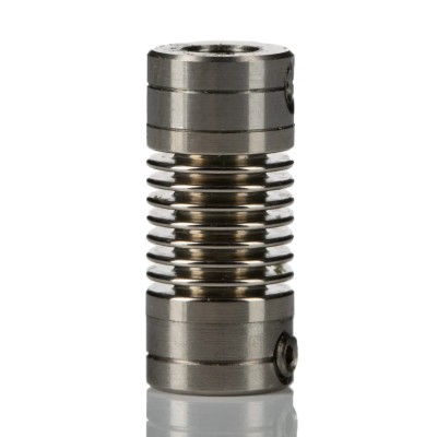 Huco Flexible Bellows Coupler, Aluminium Hub, Electrodeposited Nickel, 6.35 mm OD, 14 mm Length, Screw Style, 321.07.1414