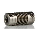 Huco Flexible Bellows Coupler, Aluminium Hub, Electrodeposited Nickel, 6.35 mm OD, 14 mm Length, Screw Style, 321.07.1414