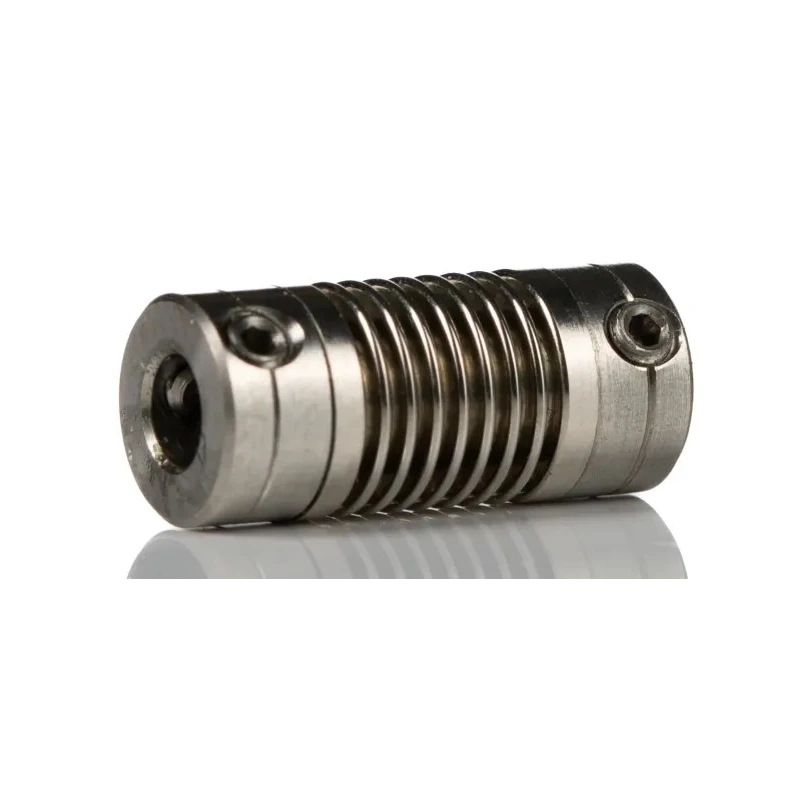 Huco Flexible Bellows Coupler, Aluminium Hub, Electrodeposited Nickel, 6.35 mm OD, 14 mm Length, Screw Style, 321.07.1414