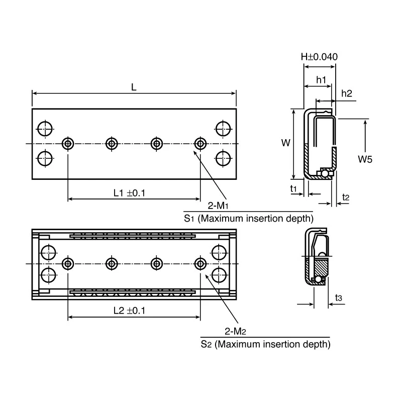 IKO Nippon Thompson Stainless Steel Linear Slide BSP1035SL, 26 mm Stroke Length, 10 mm Carriage Width, 35 mm Carriage Length
