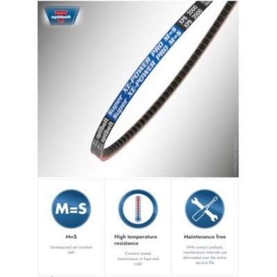 OPTIBELT Drive Belt Raw Edge XPZ Section Rubber 1290 mm Length 911 mm Inside XPZ 987 XEP