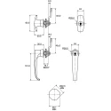 Euro-Locks a Lowe & Fletcher group Company Silver Locking Handle, T-Handle, Chrome Finish, 60mm Length 0021022