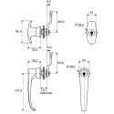 Euro-Locks a Lowe & Fletcher group Company Silver Locking Handle, T-Handle, Chrome Finish, 60mm Length 0021022