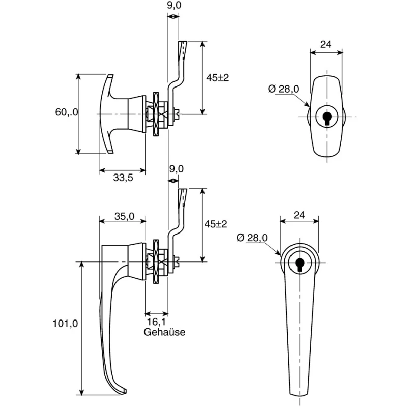 Euro-Locks a Lowe & Fletcher group Company Silver Locking Handle, T-Handle, Chrome Finish, 60mm Length 0021022