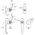 Euro-Locks a Lowe & Fletcher group Company Silver Locking Handle, T-Handle, Chrome Finish, 60mm Length 0021022