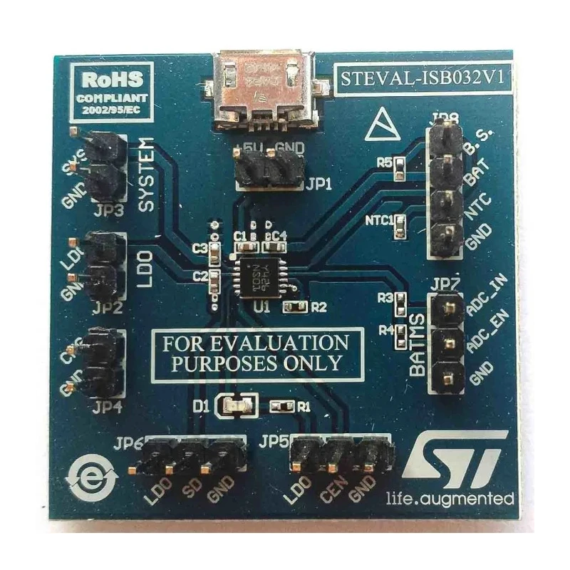 STMicroelectronics Power Management Evaluation Board for STNS01, Lithium-Ion Battery Charger, 4.2V Floating STEVAL-ISB032V1