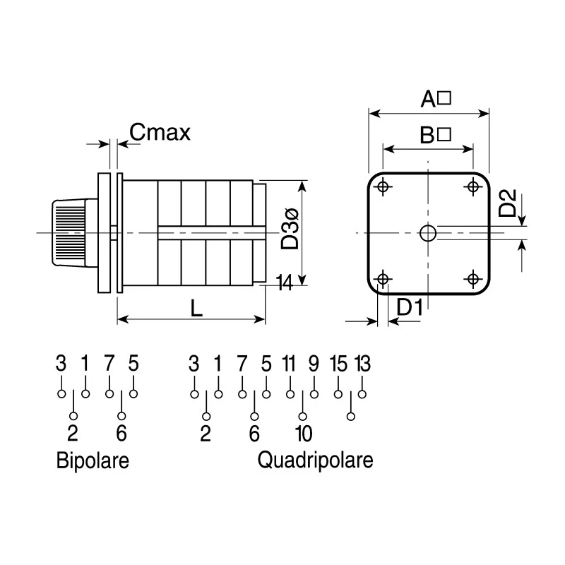 Kraus & Naimer 3 Position Rotary Knob Actuator 32A, Panel Mount, IP40, 690V, C26.A211/GBA001.E