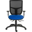 RS PRO Blue Fabric Typist Chair, Adjustable Back, Height, Wheeled, 150 kg Weight Capacity 197-0400