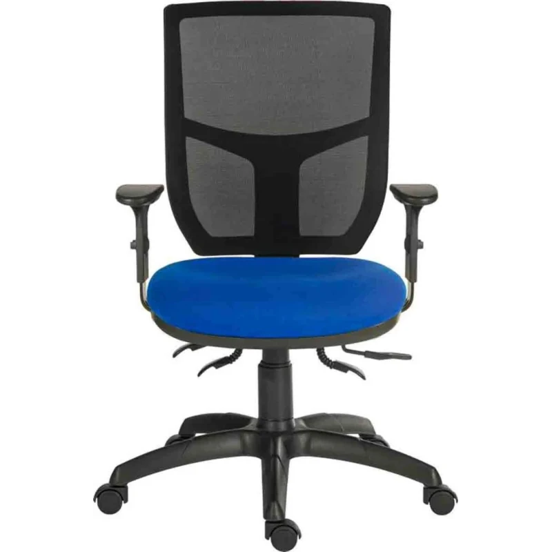 RS PRO Blue Fabric Typist Chair, Adjustable Back, Height, Wheeled, 150 kg Weight Capacity 197-0400