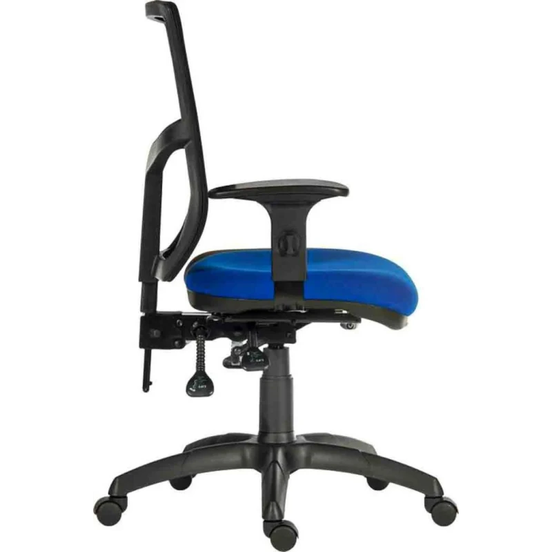 RS PRO Blue Fabric Typist Chair, Adjustable Back, Height, Wheeled, 150 kg Weight Capacity 197-0400