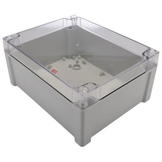 RS PRO Polycarbonate General Purpose Enclosure, Grey, Transparent Lid, IP65, IK08, IK07, 240x191x107 mm 197-2016