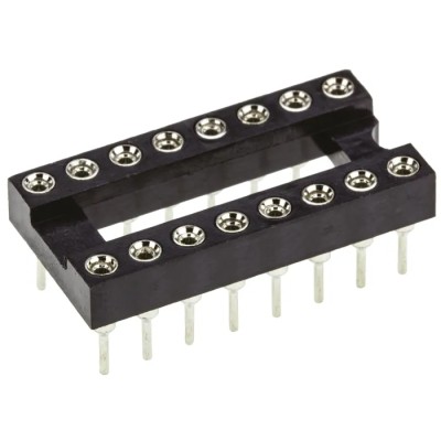 Winslow 2.54 mm Pitch Vertical 16 Way Through Hole Turned Pin Open Frame DIL Socket 5A W30516TTRC