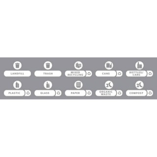 Rubbermaid Commercial Products Pre-Printed Adhesive & Magnetic Label Kit, Grey, 142x243 mm, 10 Per Pack 2057734