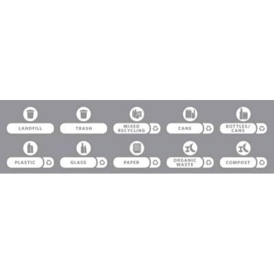 Rubbermaid Commercial Products Pre-Printed Adhesive & Magnetic Label Kit, Grey, 142x243 mm, 10 Per Pack 2057734
