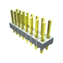 Samtec HTSW Series Straight Through Hole Pin Header, 2.54 mm Pitch, 10 Contacts, 2 Rows, Unshrouded, 550V HTSW-110-07-T-D