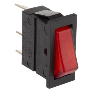 Arcolectric (Bulgin) Ltd Illuminated SPST Rocker Switch, On-Off, Panel Mount, 16A, 28V DC, Red, IP67, Aluminium C5503AANAD