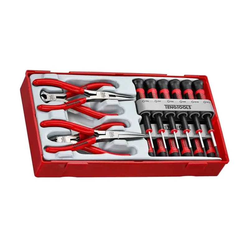 Teng Tools 16 Piece Automotive Tool Kit with Mini Plier and Screwdriver Set, Case Storage, TTMI16