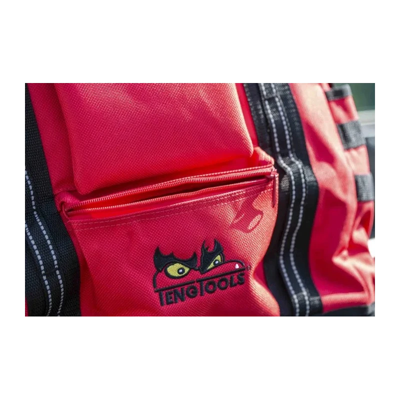 Teng Tools Polyester Tool Backpack with Shoulder Strap, Red/Black, 130x380x430 mm, Zipper Lock TCSB