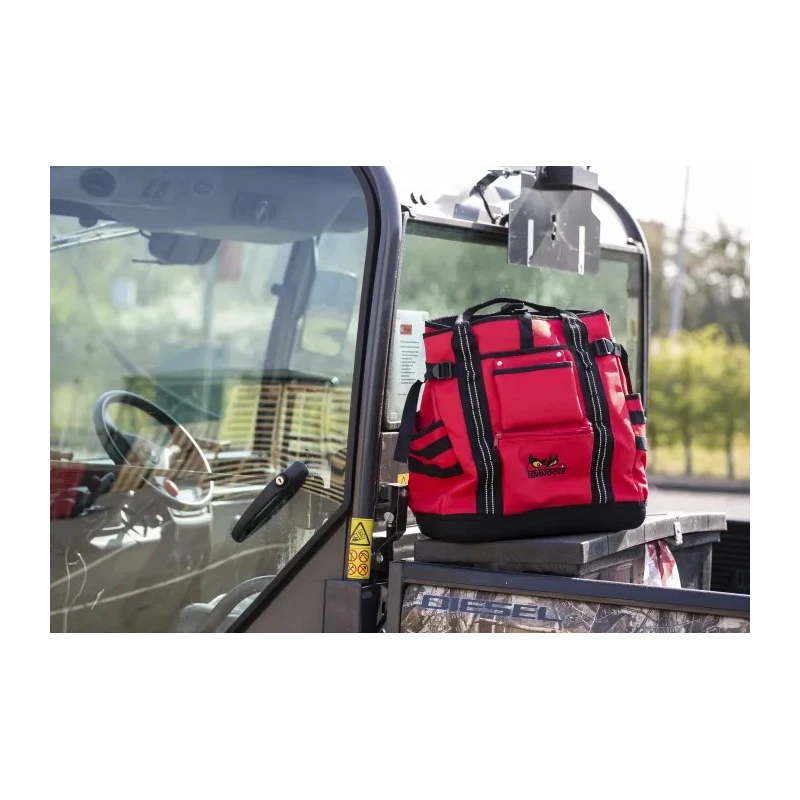 Teng Tools Polyester Tool Backpack with Shoulder Strap, Red/Black, 130x380x430 mm, Zipper Lock TCSB